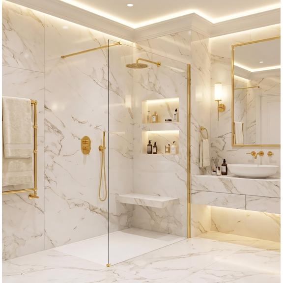 Duschwand Rea Flexi Transparent / Gold 140