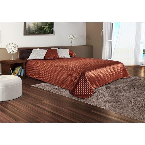 Satynowa narzuta palermo + poszewki na poduszki karmelowy