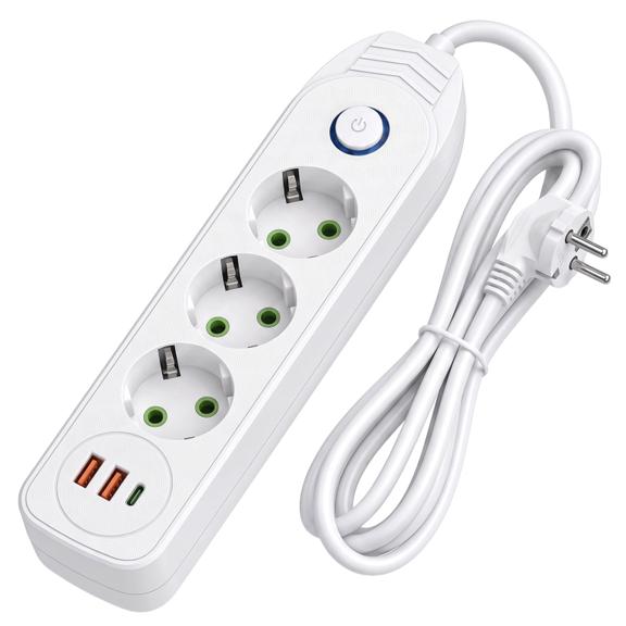 Listwa zasilająca Przedłużacz 3 gniazda + 2x USB-A + USB-C JNH024-3B Biały