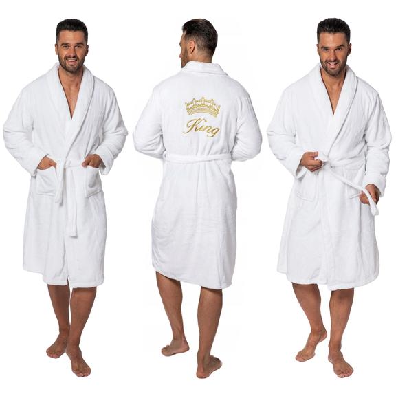 Bathrobe MEN King White collar S/M