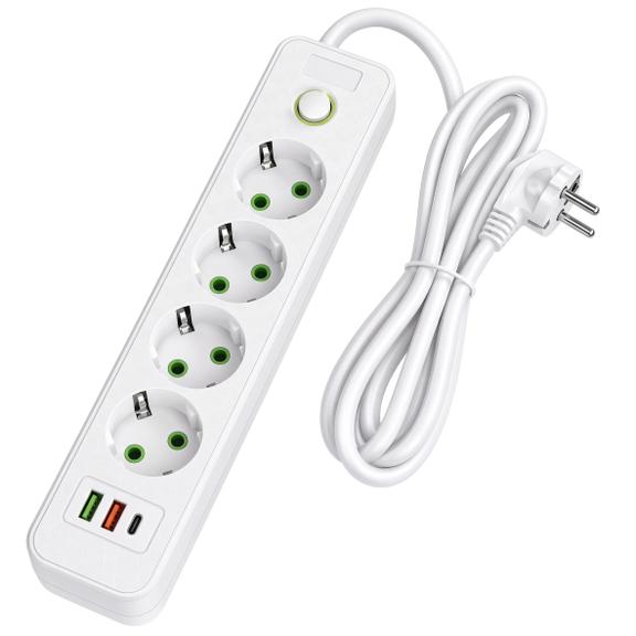 Listwa zasilająca Przedłużacz 4 gniazda + 2x USB-A + USB-C JNH021-4A Biały