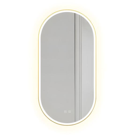 Mirror LED OVL 50x100cm Brush Gold