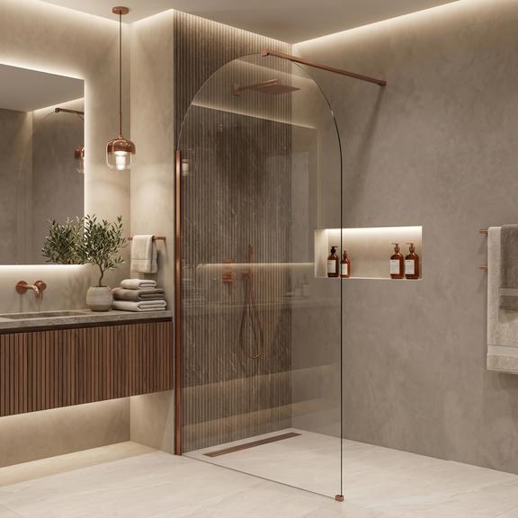 Ścianka prysznicowa Walk-In Rea Heaven Brush Copper 90