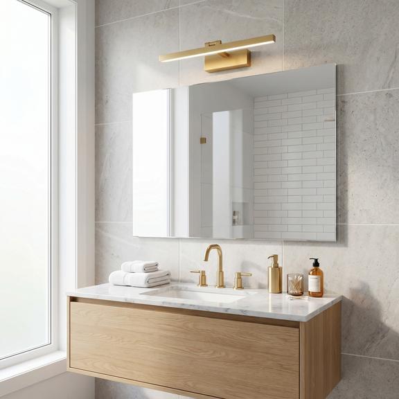 Vonios sieninis LED šviestuvas APP1865-1W 80 cm BRUSH GOLD