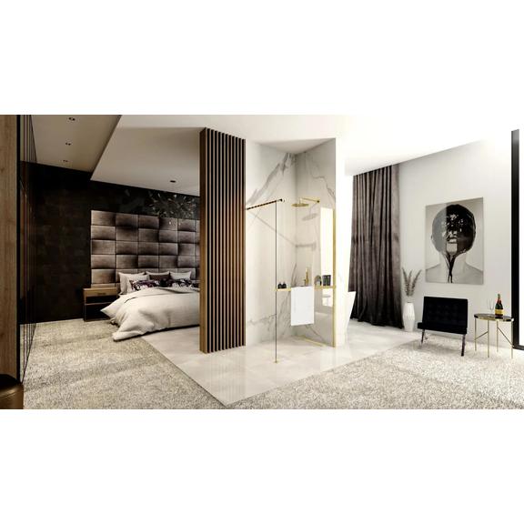 Rea Aero Gold Brushed N 90 Walk In dušo sienelė su lentyna ir Evo kabykla