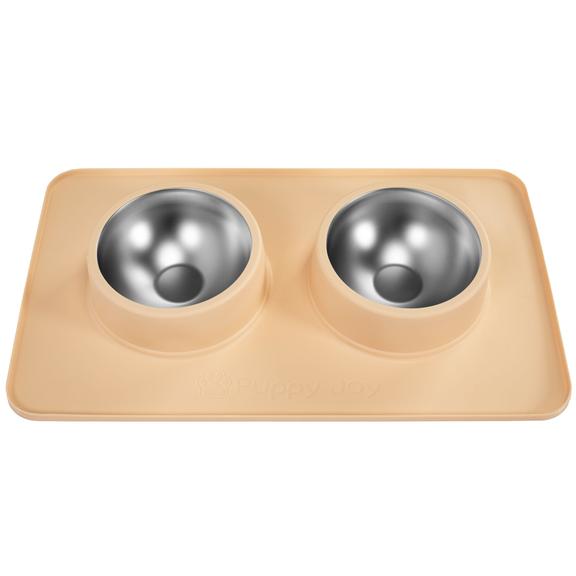 Metalowe Miski Dla Psa lub Kota z Antypoślizgową Matą Beż PJ-089