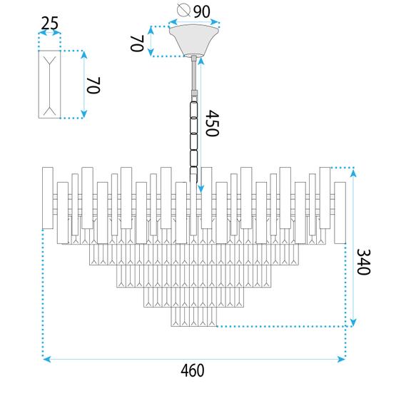 Hängelampe Cristal G050-CP 50CM GOLD
