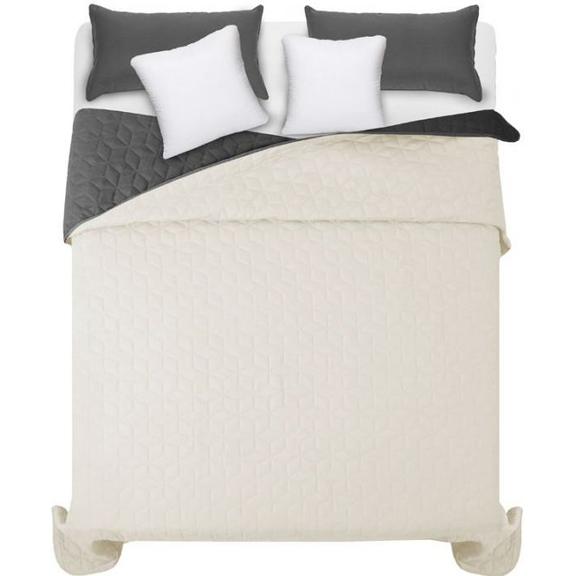 Narzuta dwustronna pikowana Diamante D.Grey / Ecru