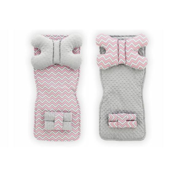 Mata do wózka dwustronna 4w1 Pink/Grey ZigZag