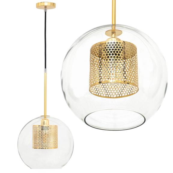 Lampa wisząca szklana loft APP554-1CP 20cm Złota