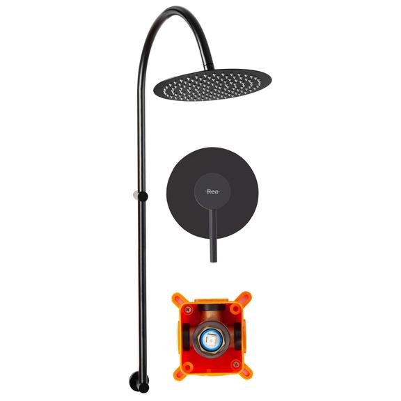 Inbouw regendoucheset Rea Lugano Black + BOX