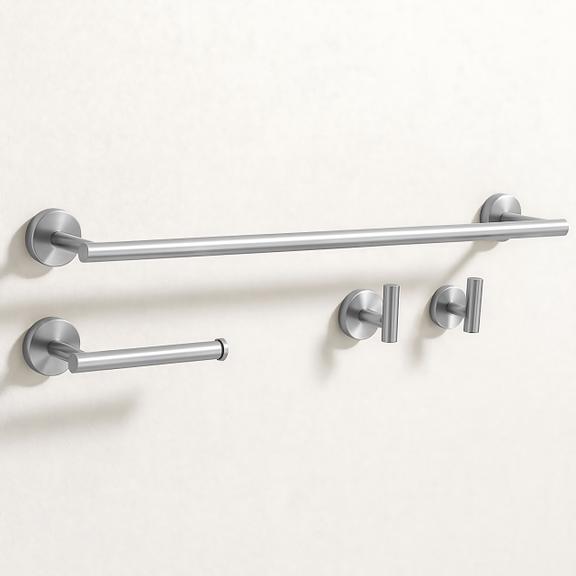 Zestaw akcesoriów łazienkowych Ari Nikiel Szczotkowany 4 elementy