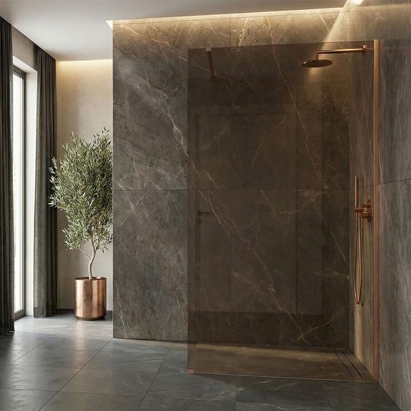 Tuš zaslon Rea Flexi Brown / Brush Copper 130