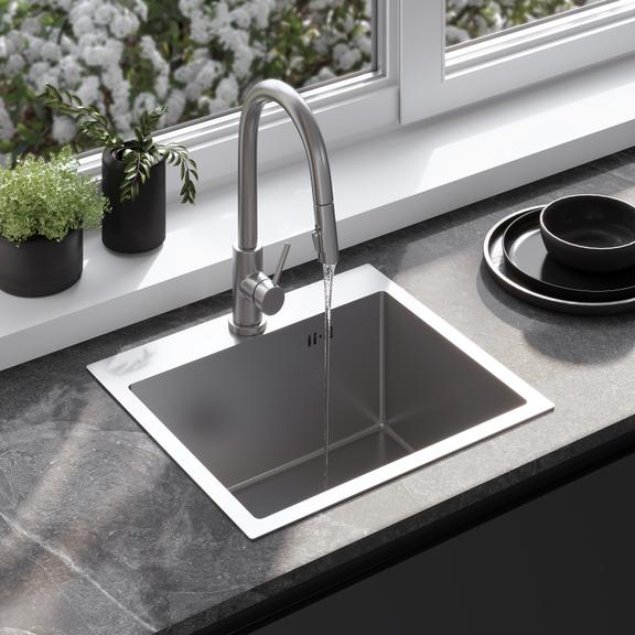 Évier en acier Leo 50 BRUSH NICKEL