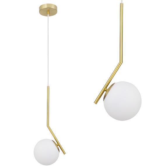 Lampa Sufitowa Wisząca Szklana Kula  G106-1W Złota Biała
