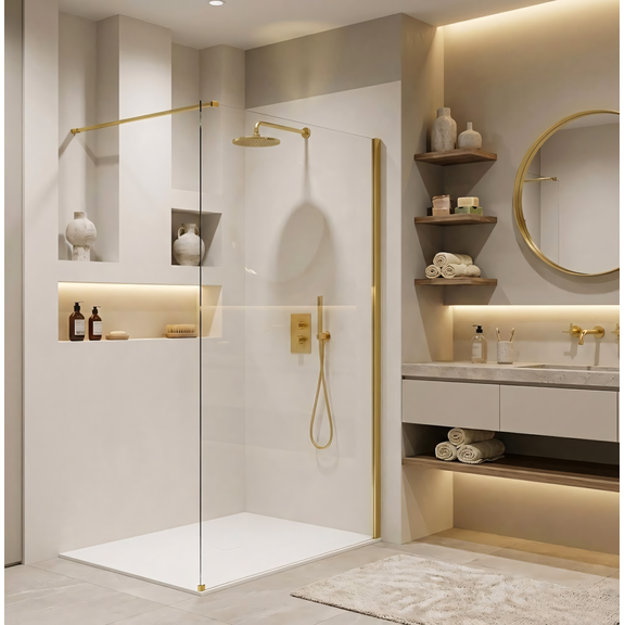 Duschwand Rea Flexi Transparent / Gold 100