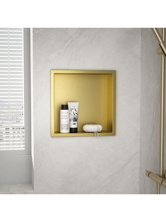 bathroom shelf 30x30 gold brush