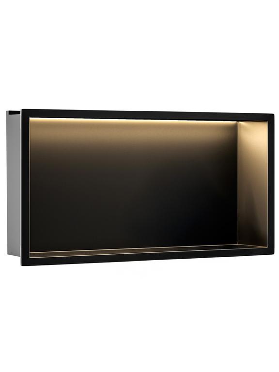 VSTAVANÁ KÚPEĽŇOVÁ POLICA LED 30x60 black