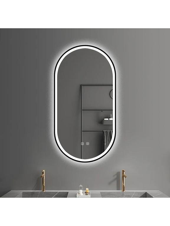 ESPELHO DE PAREDE LED OVL 50x100cm Preto