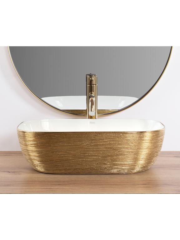 Νιπτήρας πάγκου Rea Belinda White GOLD BRUSH 46.5 x 33 x 13.5 cm