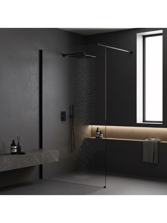 Shower screen Rea Flexi Transparent / Black 130