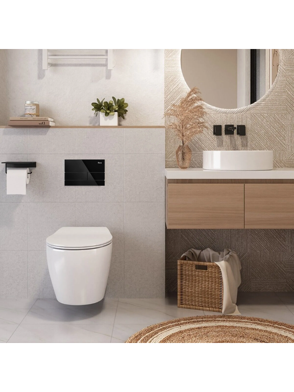 Varjatud WC riiul K011A-Q REA T Black Glass