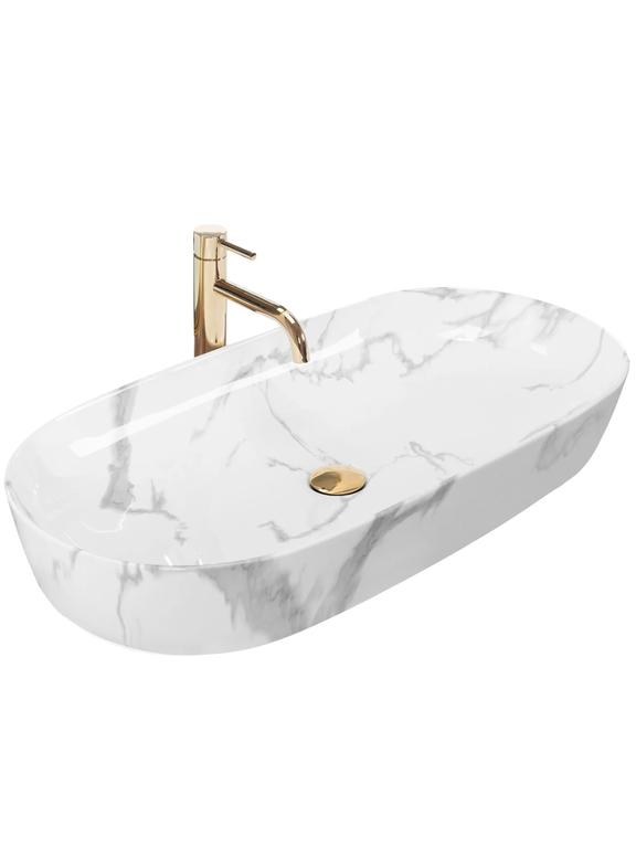 Lavoarul REA CLEO 81 Shiny Marmo din ceramică