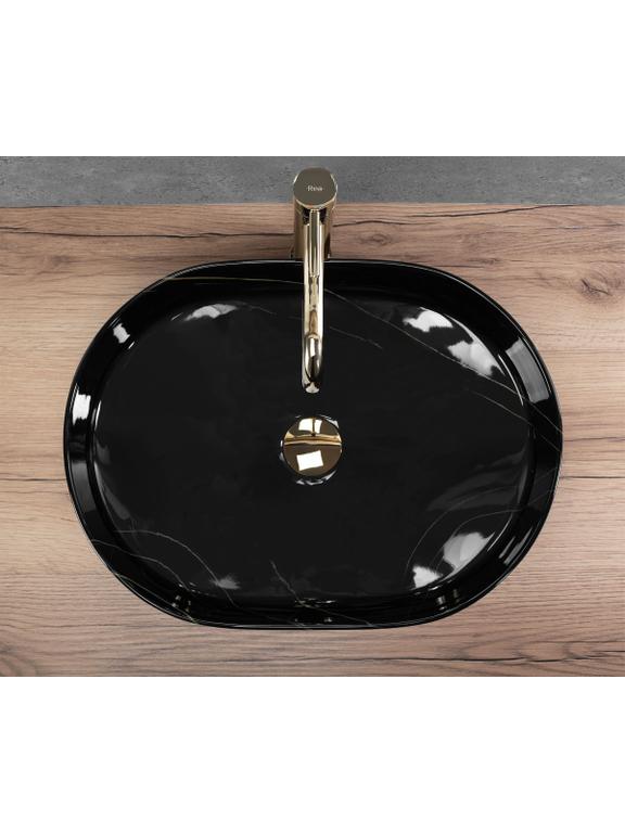 Νιπτήρας πάγκου Rea Nadia 50 Black Stone: 50 x 38 x 12 cm