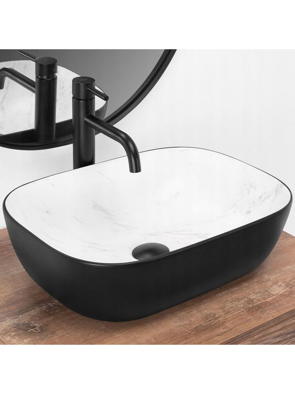 Νιπτήρας πάγκου Rea Belinda Black Calala, ματ 46 x 32 x12.5 cm