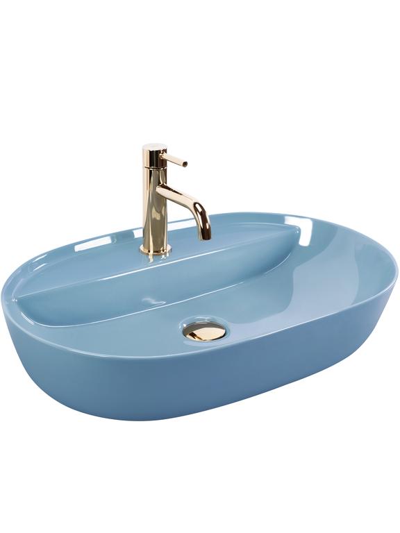 Νιπτήρας REA Aura  L.Blue Shiny 61 x 41 x 13 cm