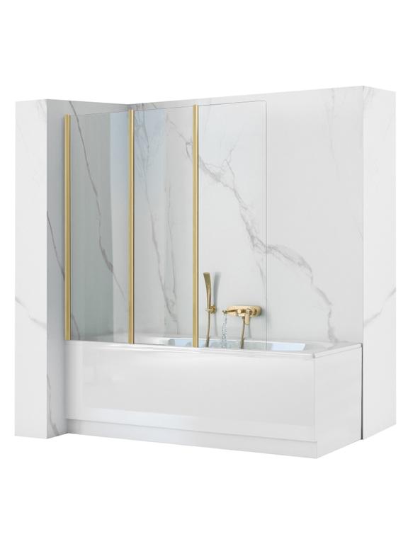 Skládací vanová zástěna REA Agat-3 120 BRUSH GOLD