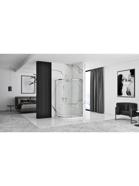 REA Look Cabine de ducha cromada 80x100 + Base de ducha Look branca
