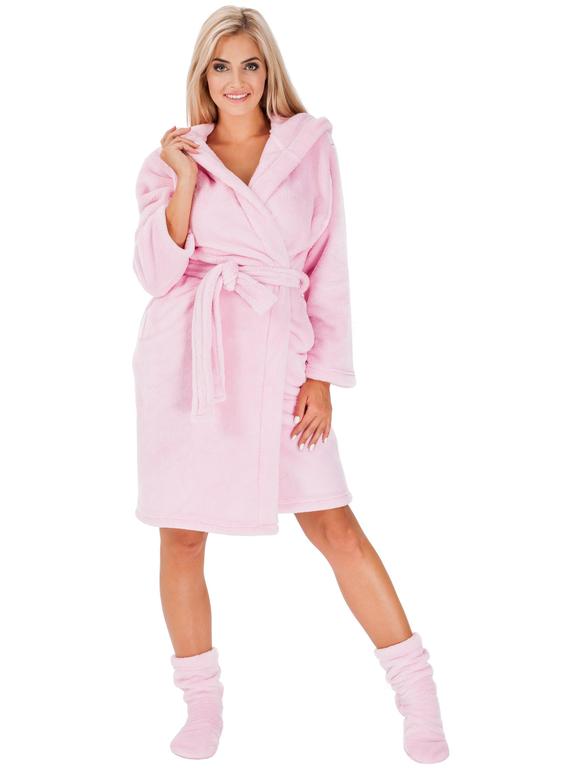 Dames badjas Nancy Roze sokken L/XL