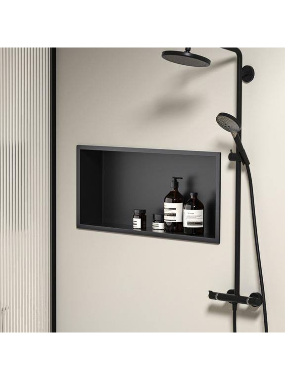 bathroom shelf 30x60 black matt