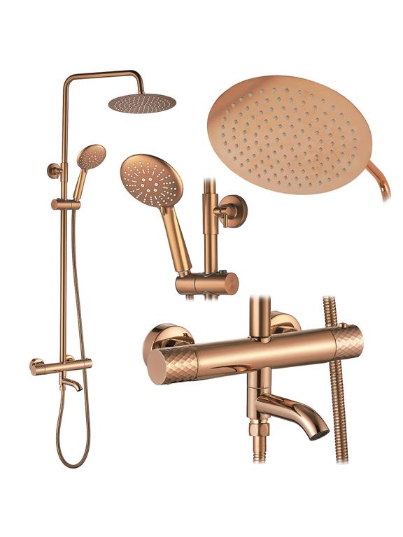 Rea Lungo Diamond Copper dušas komplekts ar termostatu