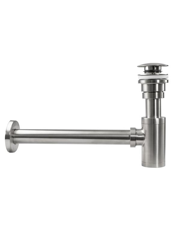 Siphon de lavabo avec click-clack Rea nickel brossé