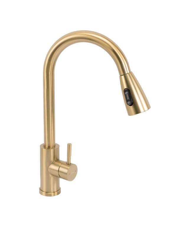 REA CROSS BRUSHED GOLD virtuves jaucējkrāns
