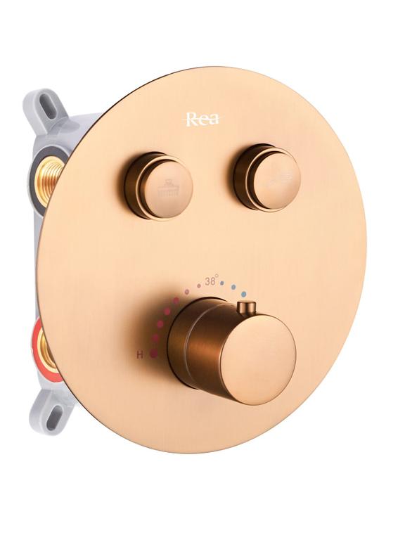 Slēptās dušas komplekts LUNGO COPPER BRUSH ar termostatu + BOX