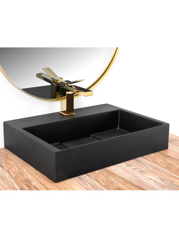 Умывальник конгломератный на столешницу GOYA Black Mat 50CM