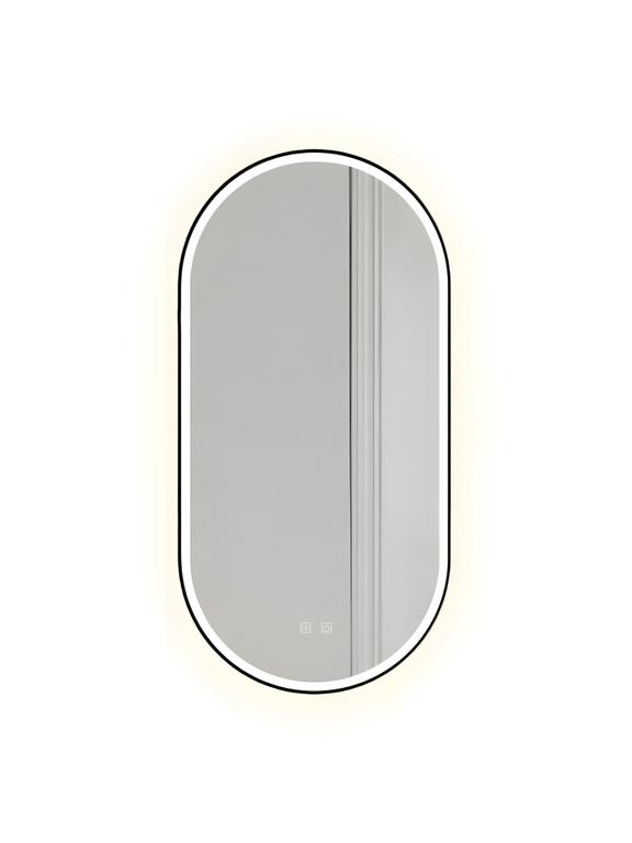 ESPELHO DE PAREDE LED OVL 50x100cm Preto