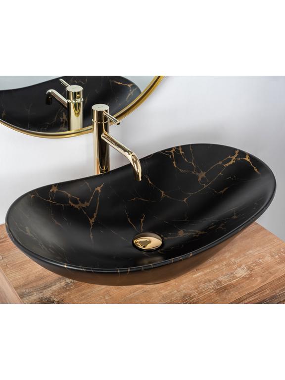 Lavoar pentru blat Rea Royal 60 Black Marble Mat