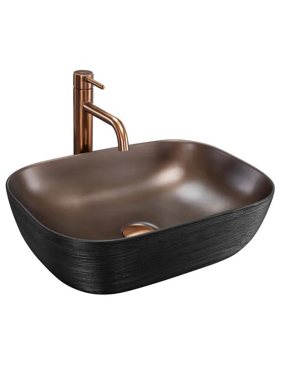 Умывальник на столешницу Rea Belinda COPPER BRUSH / Black
