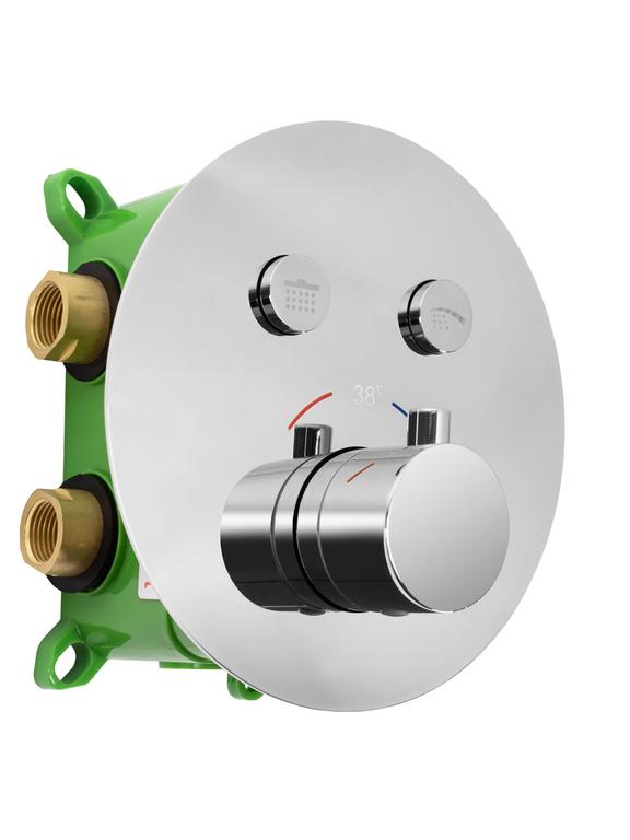 Slēptās dušas komplekts LUNGO MILER CHROM ar termostatu + BOX