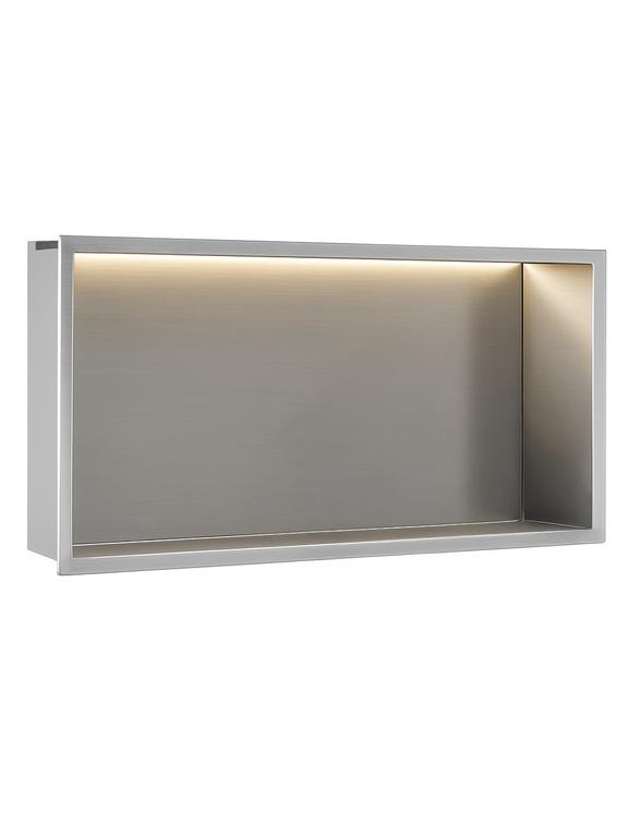 VSTAVANÁ KÚPEĽŇOVÁ POLICA LED 30x60 steel brush
