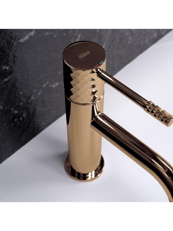 Bateria umywalkowa Rea Lungo Diamond Miedź Niska