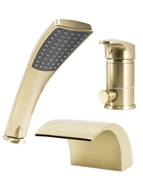 Třídílná vanová baterie REA RIVEN Brush Gold