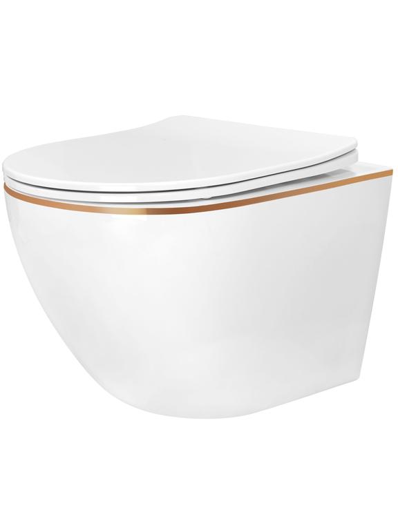 WC CARLO Mini Flat + bidet CARLO Mini White Gold Edge készlet