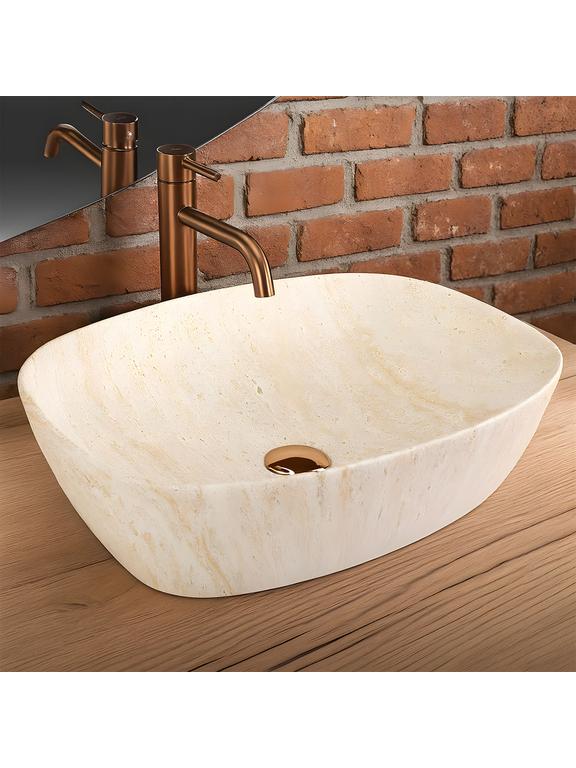 Umywalka nablatowa Rea Freja Travertine Matt