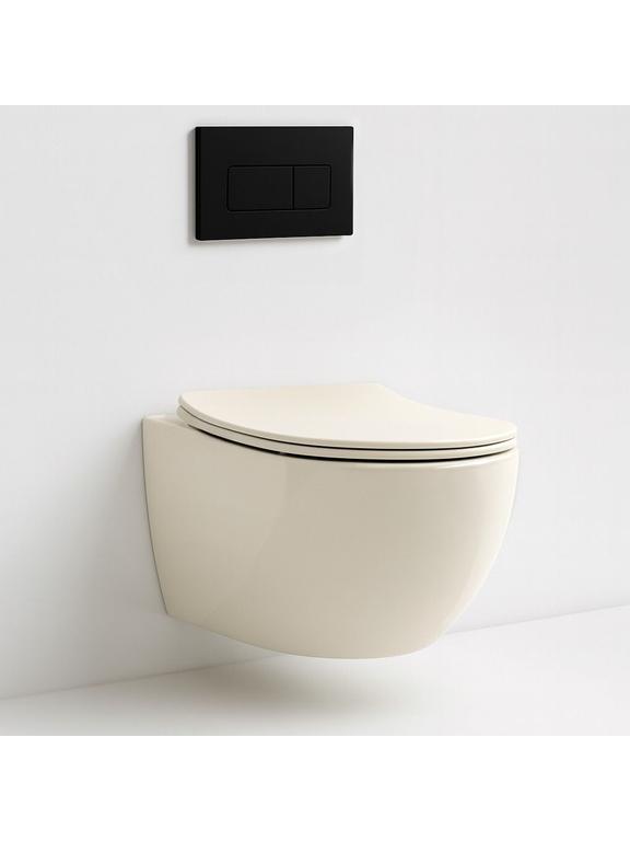 Felfüggesztett WC-csésze REA Carlo Mini Rimless Ecru