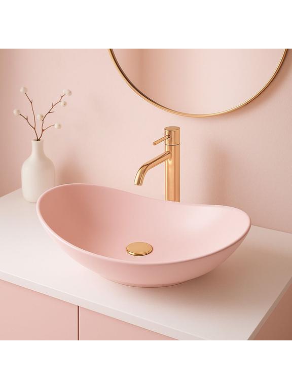 Πάγκος νιπτήρας Rea Royal Powder Pink Matt: 61.5 x 35.5 x 15.5 cm